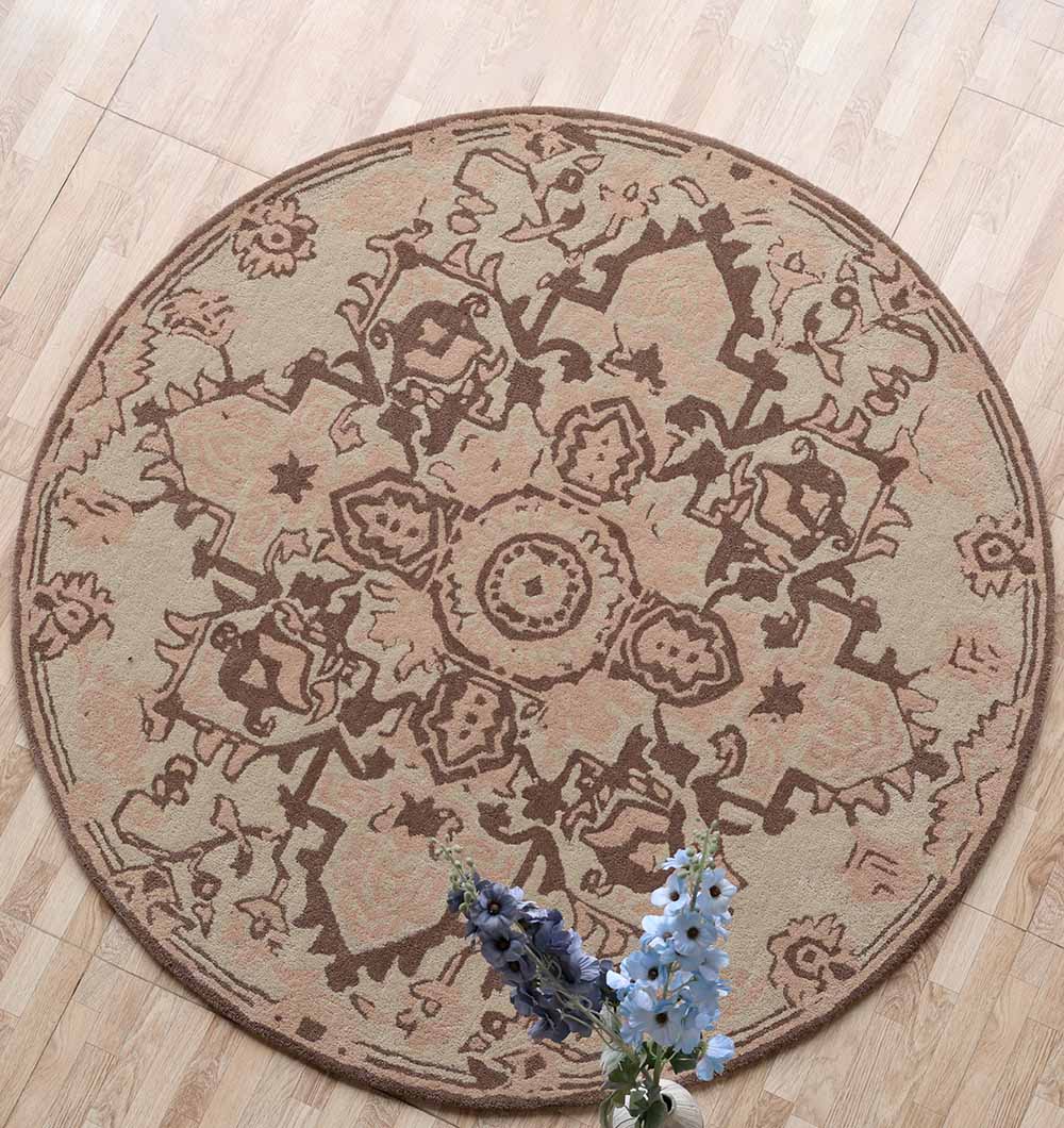 Handmade Cotton Round Wool Rug HTW 122 (150cm)