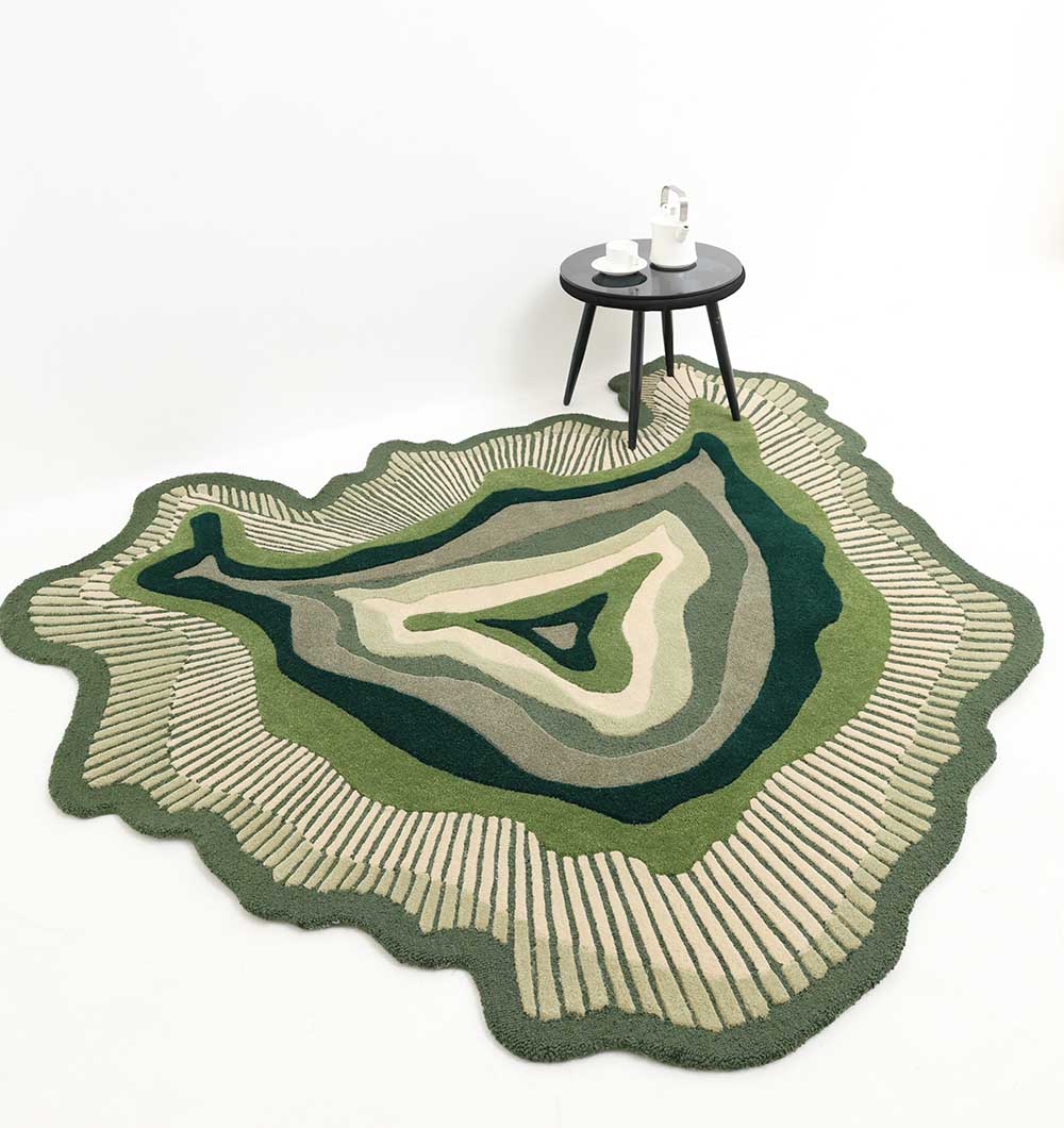 Handmade Organic Green Shaped Rug - HTW 123 (200cm)