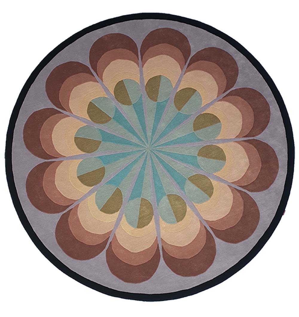 Main image of the multi-color hand-tufted round wool carpet, a durable interior decor piece ($200$ CM diameter).