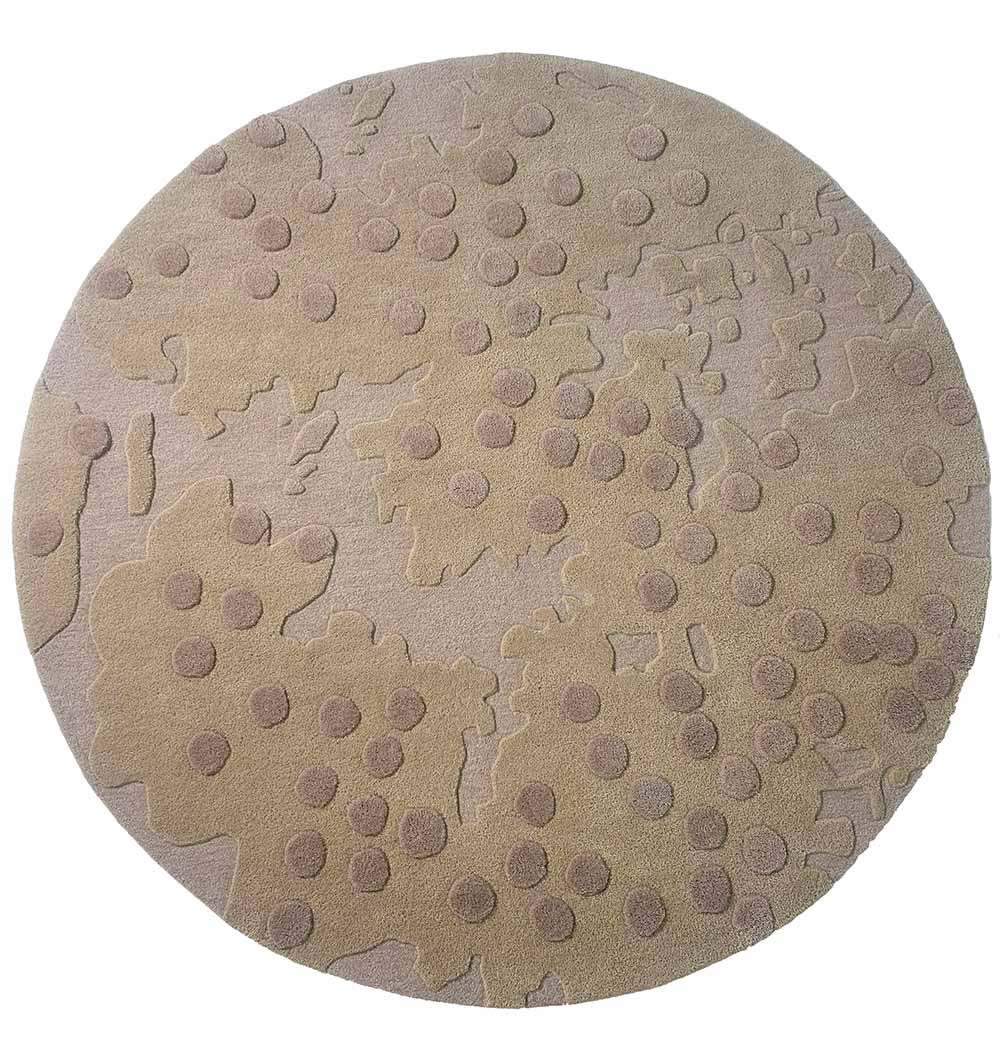 Main image of the circular multi-color wool area rug, hand-tufted for high quality.