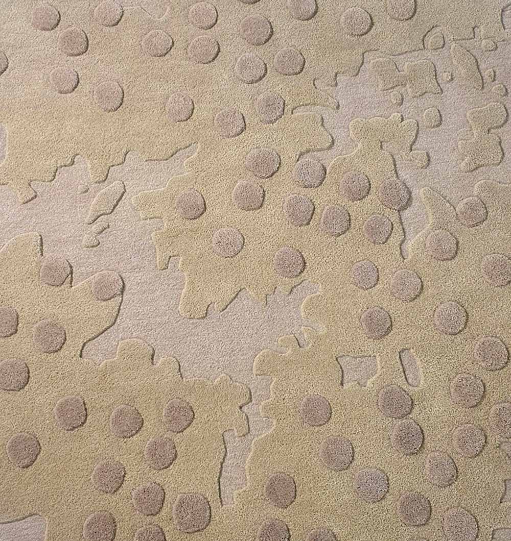 View of the multi-color rug in home decor, adding color contrast and soft underfoot feel to the area.