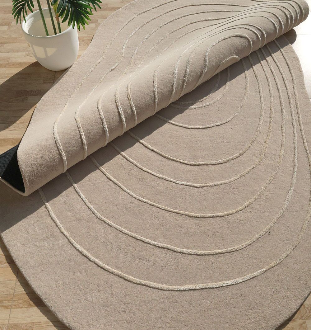 Luxurious Off-White Handmade Area Rug | Wool, Tencel & Cotton - HTWV 110 (200x300cm)