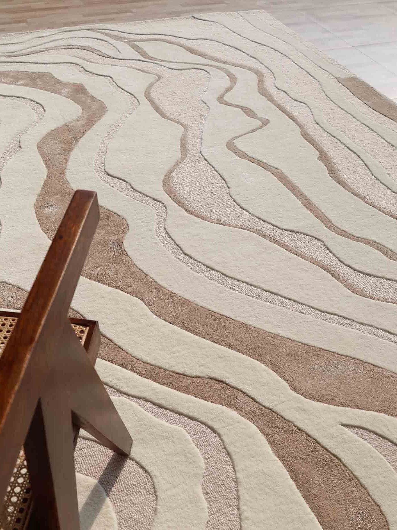 Close-up detailing the rich texture of the wool, viscose, and cotton blend, contrasting sharply with the off-white background.