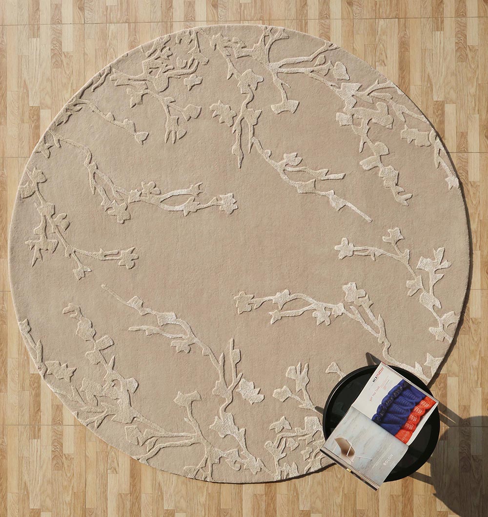 Home Decor Handmade Beige Color Area Rug  HTWV-115