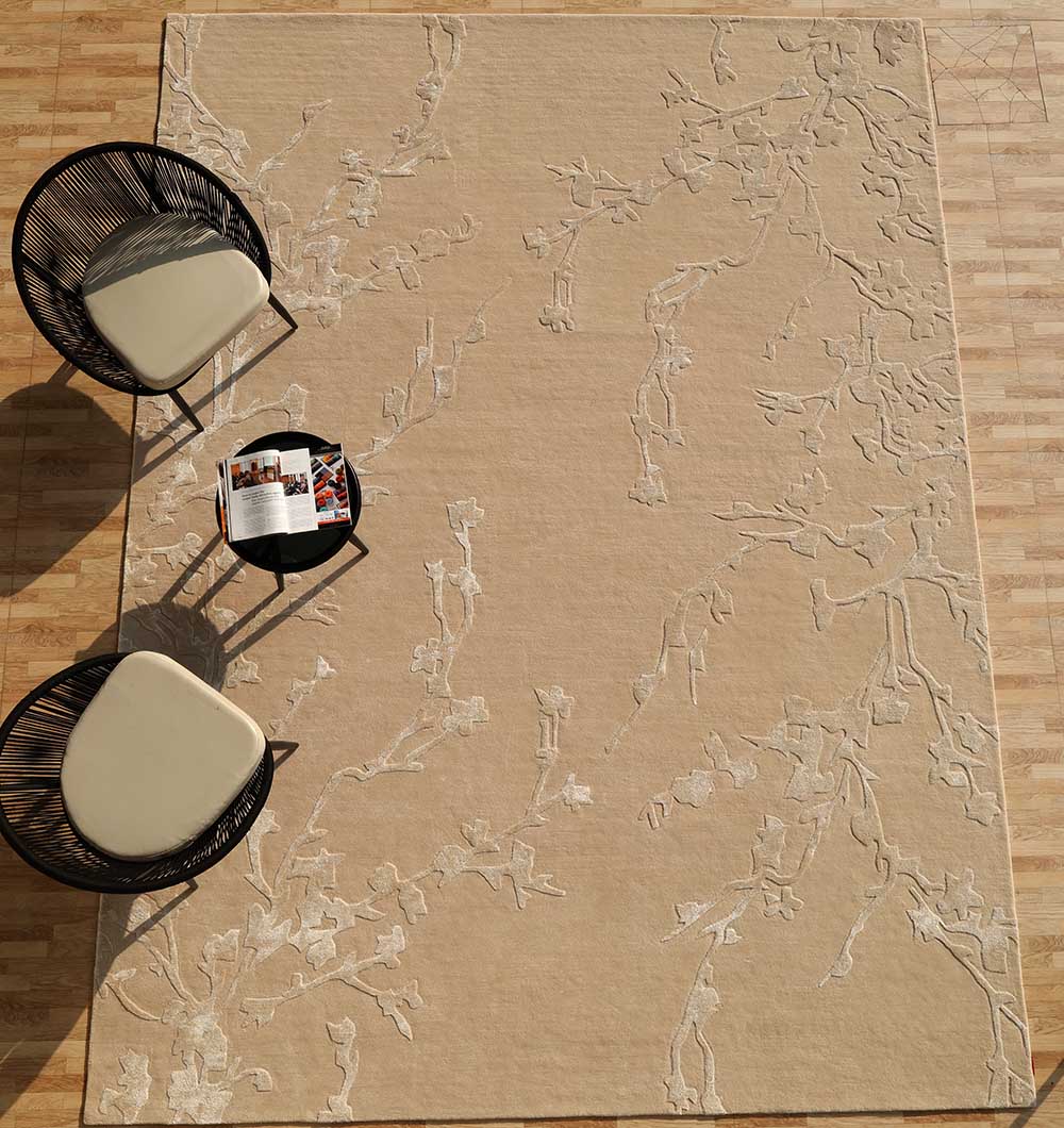 Home Decor Handmade Beige Color Area Rug  HTWV-115