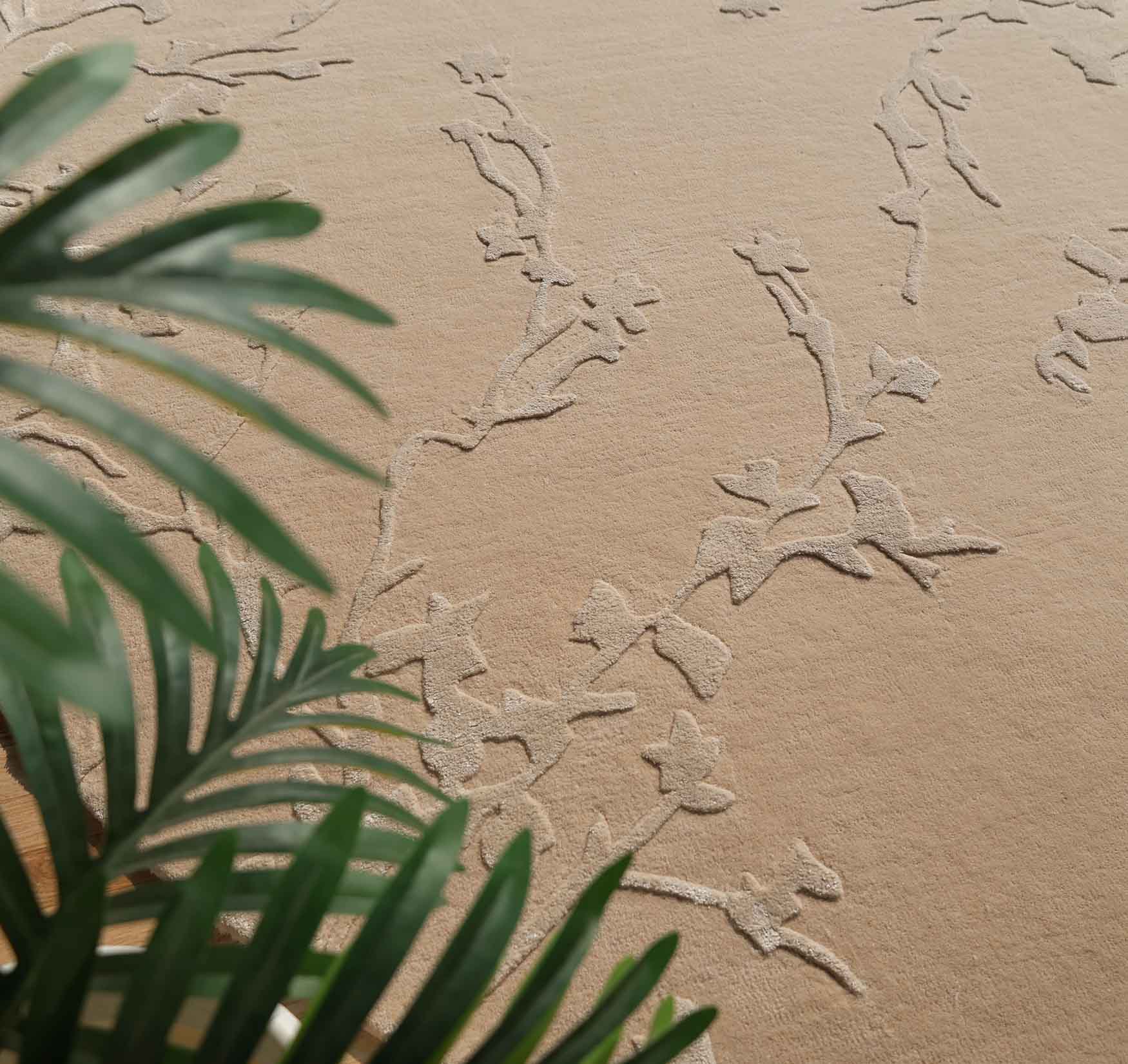 Close-up detailing the wool, viscose, and cotton fibers, emphasizing the natural textures and subtle, sophisticated touch.