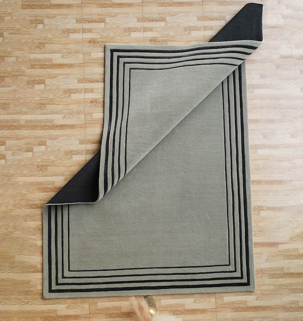 Handmade Black & Grey Color Area Rug.