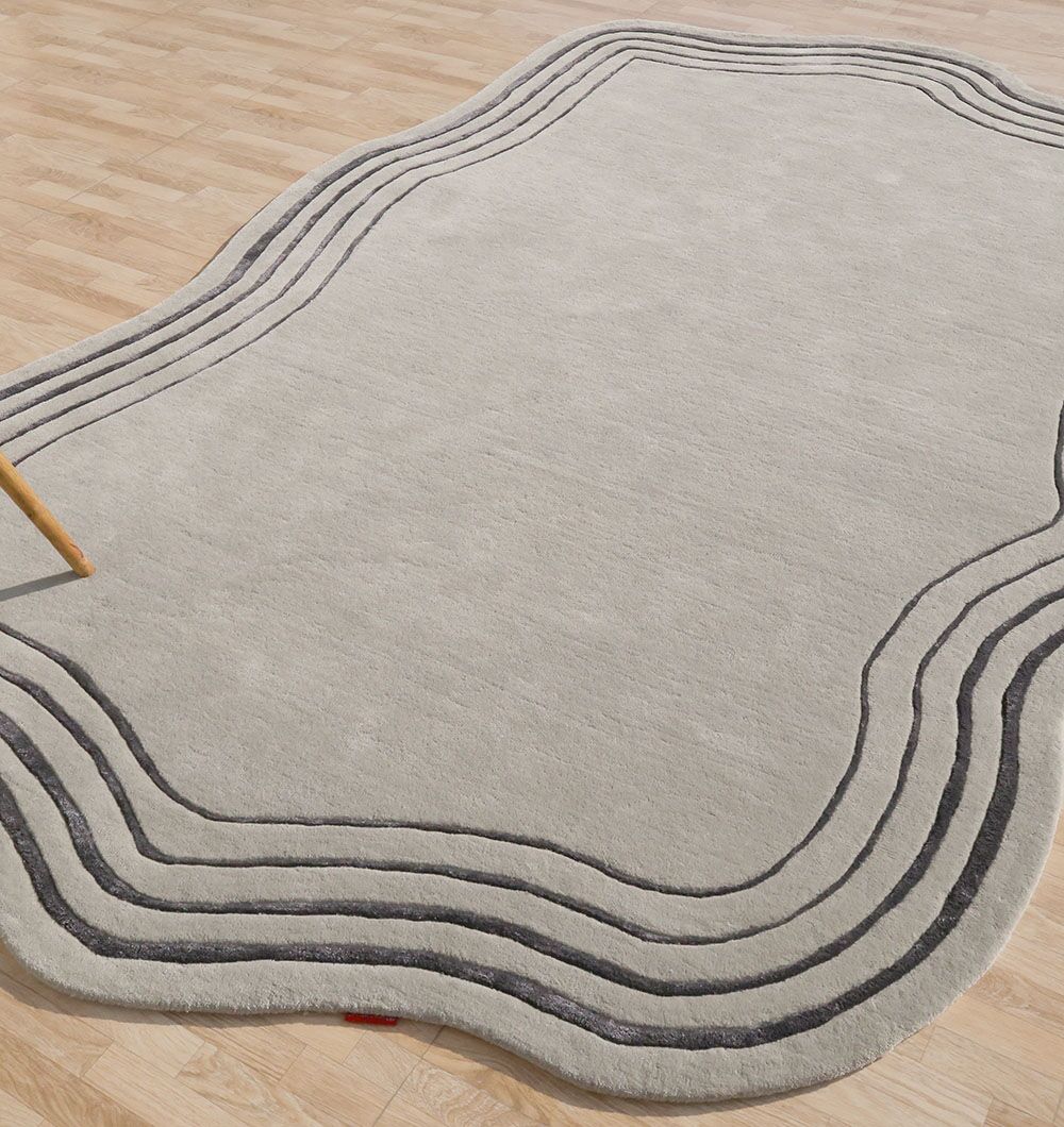 Handmade Black & Grey Color Area Rug.