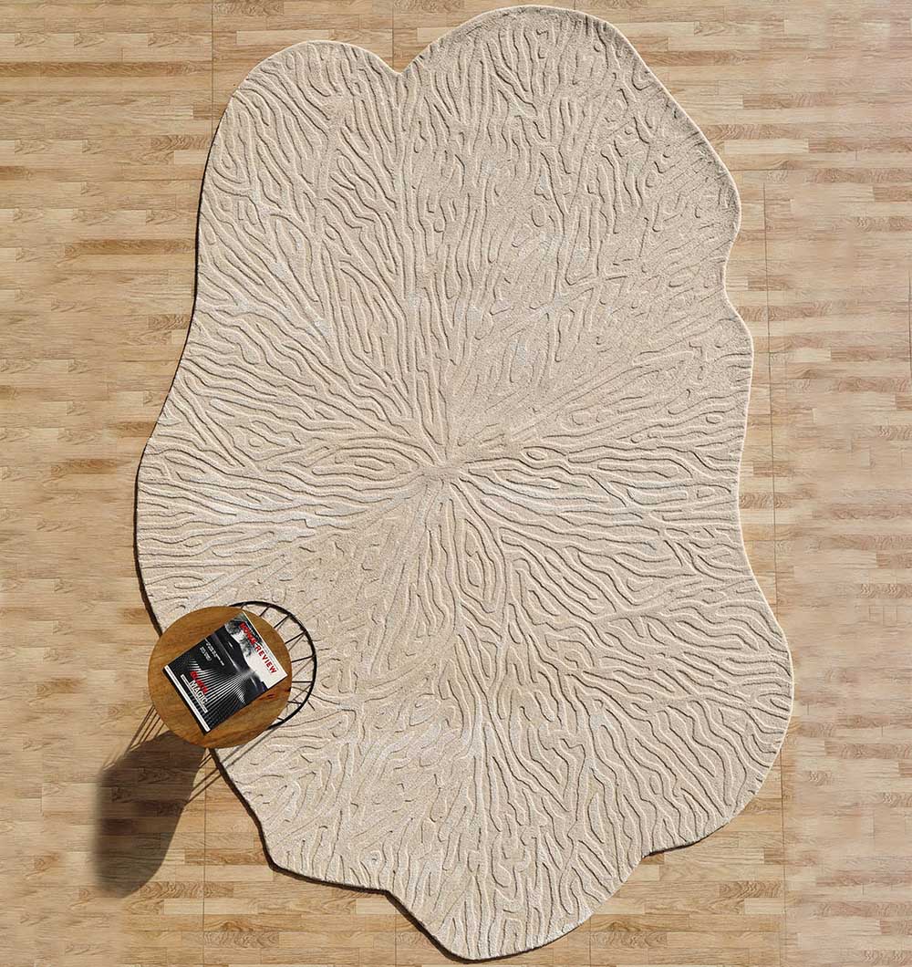 Main image of the Natural White shaped area rug, a refined choice for adding comfort and elegance as a design element.
