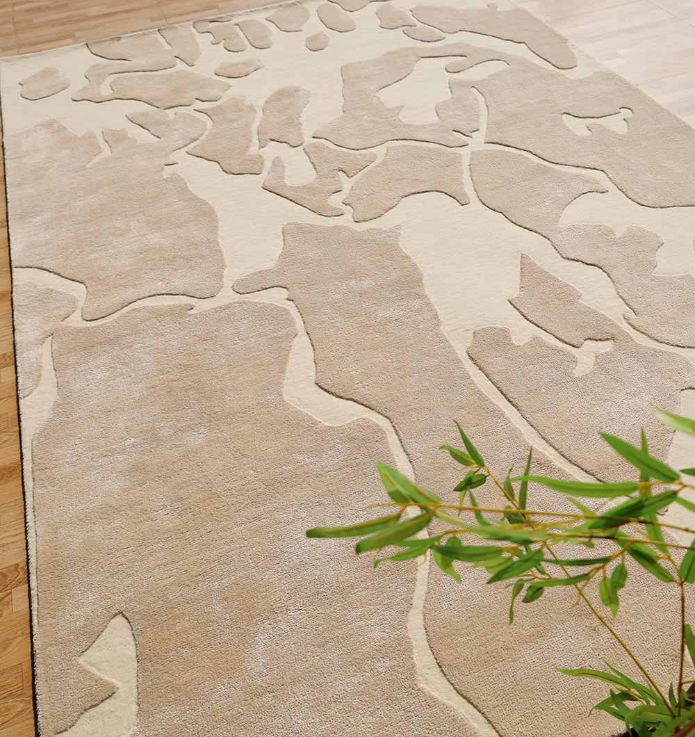 Handmade Living Room Rug Beige Color HTWV-132