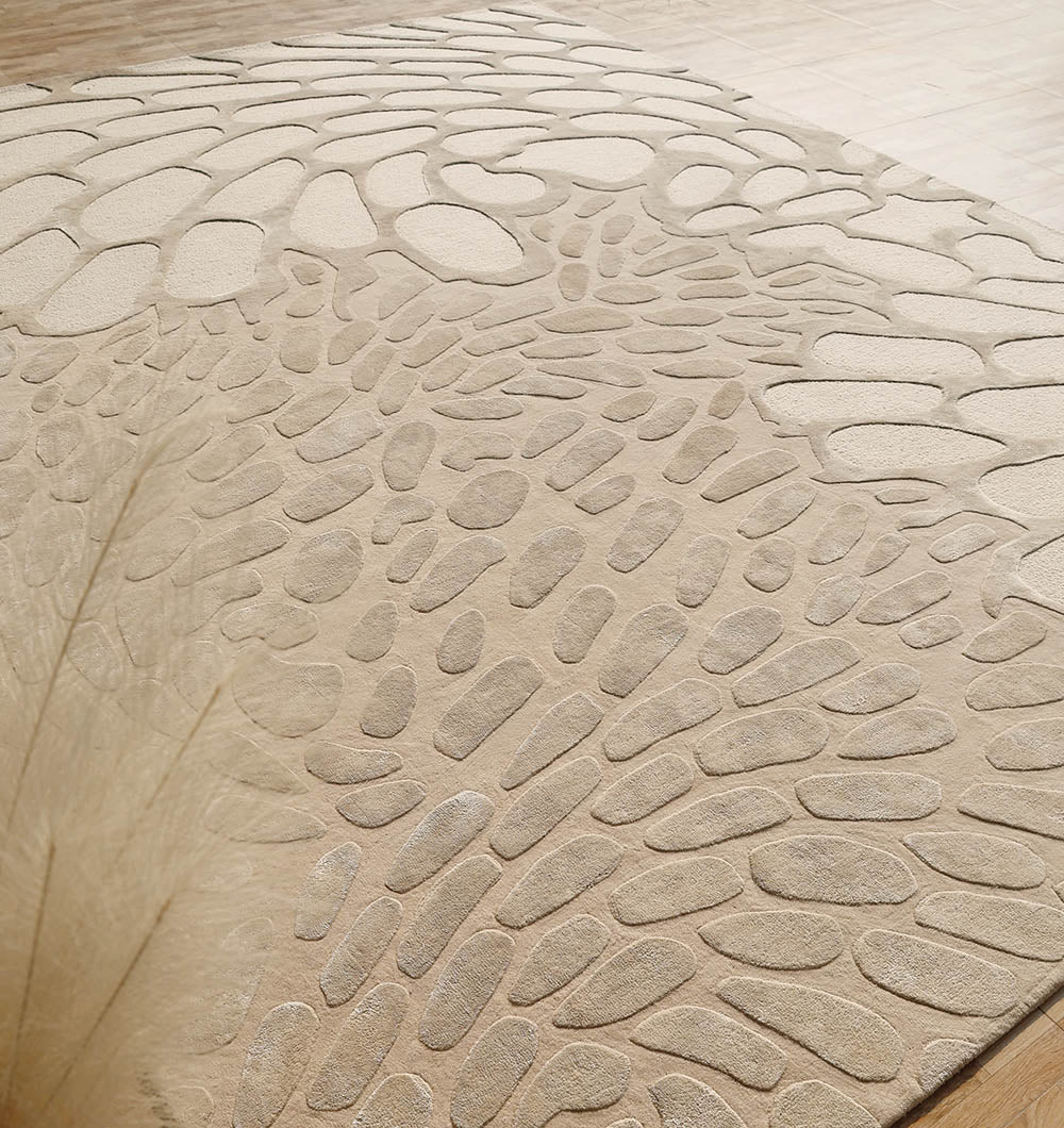 Organic Flow Hand-Tufted Rug – Soothing Beige Textured Elegance HTWV-134