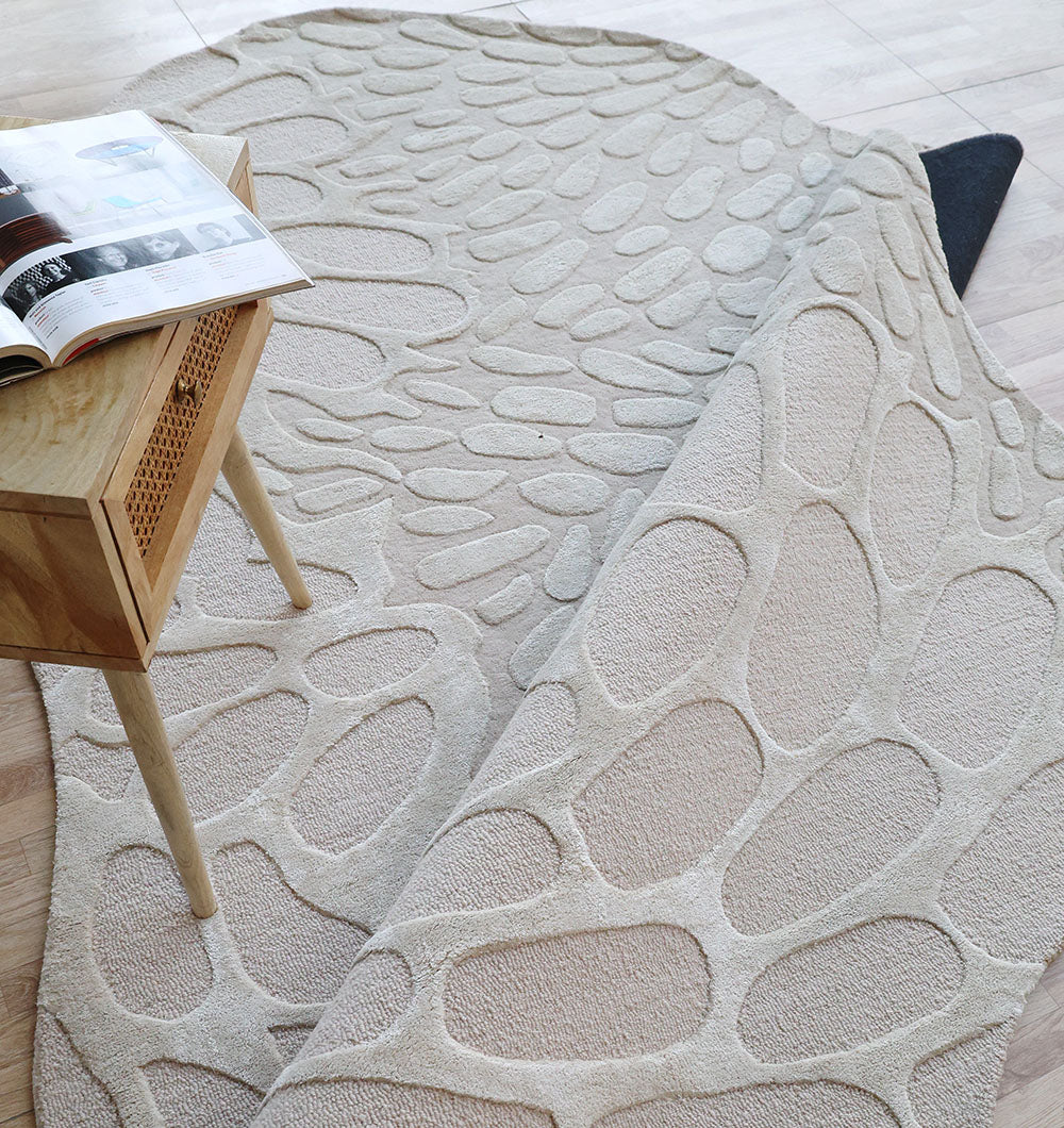 Organic Flow Hand-Tufted Rug – Natural White Textured Elegance HTWV-134