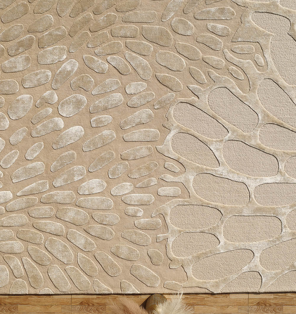 Organic Flow Hand-Tufted Rug – Soothing Beige Textured Elegance HTWV-134