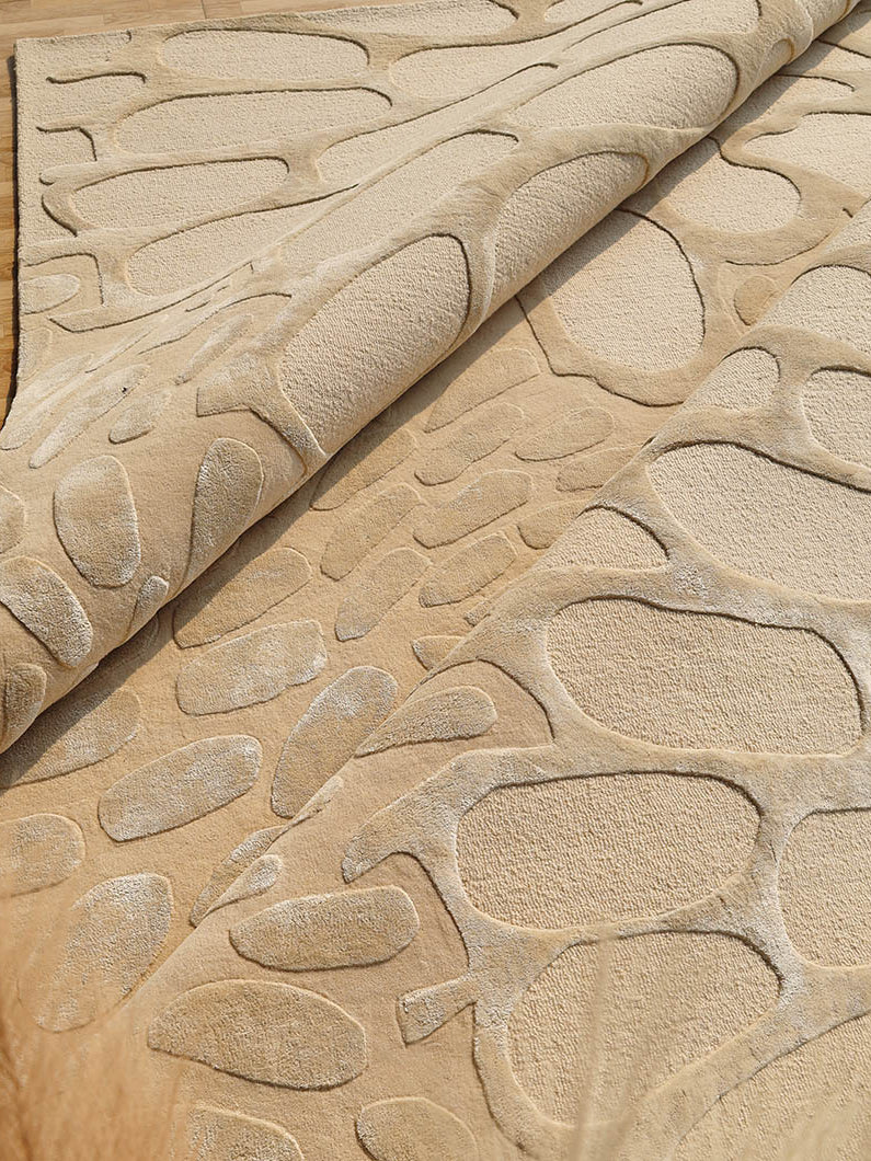 Organic Flow Hand-Tufted Rug – Soothing Beige Textured Elegance HTWV-134