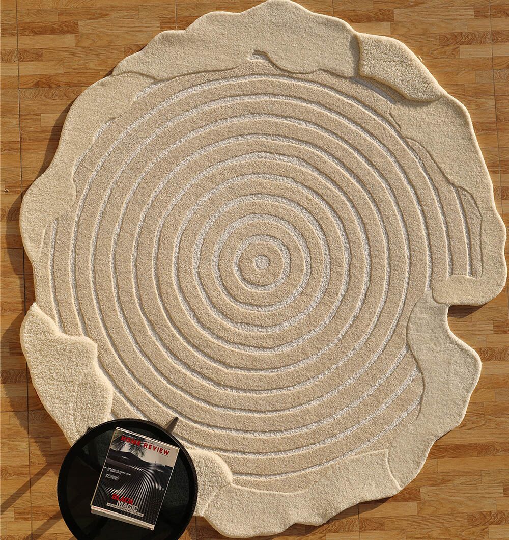 Natural White Color Handmade Area Rug - HTWV-138 (183 x 200 cm)