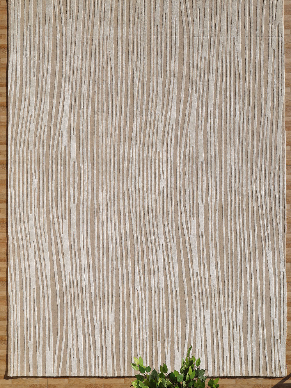 Handmade Textured Neutral Rug – Modern Linear Pattern Beige Area Carpet HTWV-147