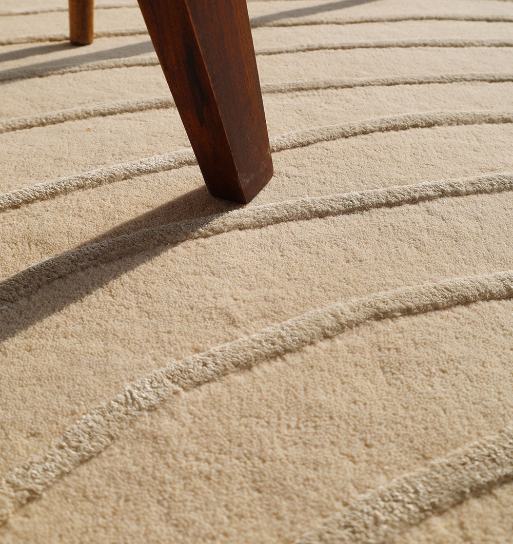 Handmade Abstract Textured Wool & Viscose Area Rug | HTWV-149 | Natural (300x400 cm)