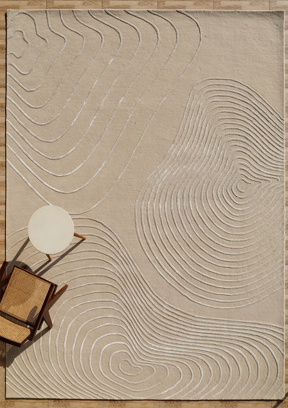 Handmade Abstract Textured Wool & Viscose Area Rug | HTWV-149 | Natural (300x400 cm)