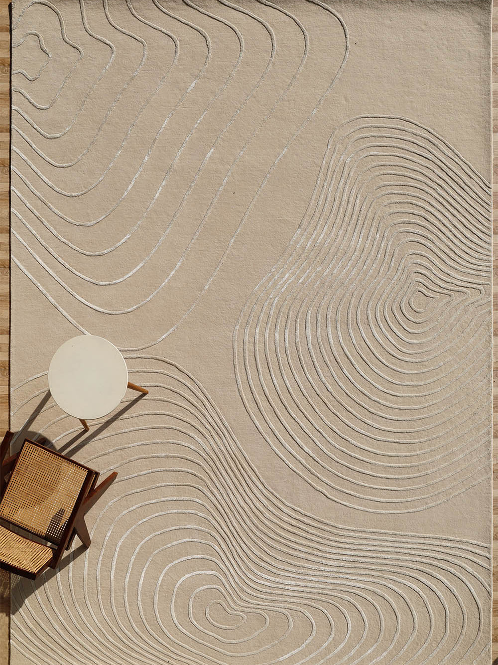 Handmade Abstract Textured Wool & Viscose Area Rug | HTWV-149 | Natural (300x400 cm)