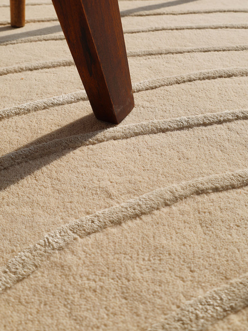 Handmade Abstract Textured Wool & Viscose Area Rug | HTWV-149 | Natural (300x400 cm)