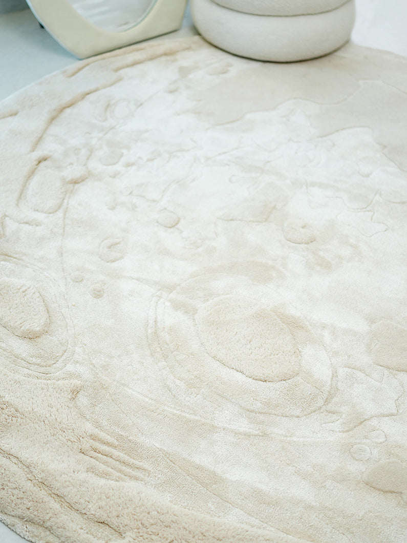 Round Handmade Wool Blend Carpet in Natural Tone – HTWV-150