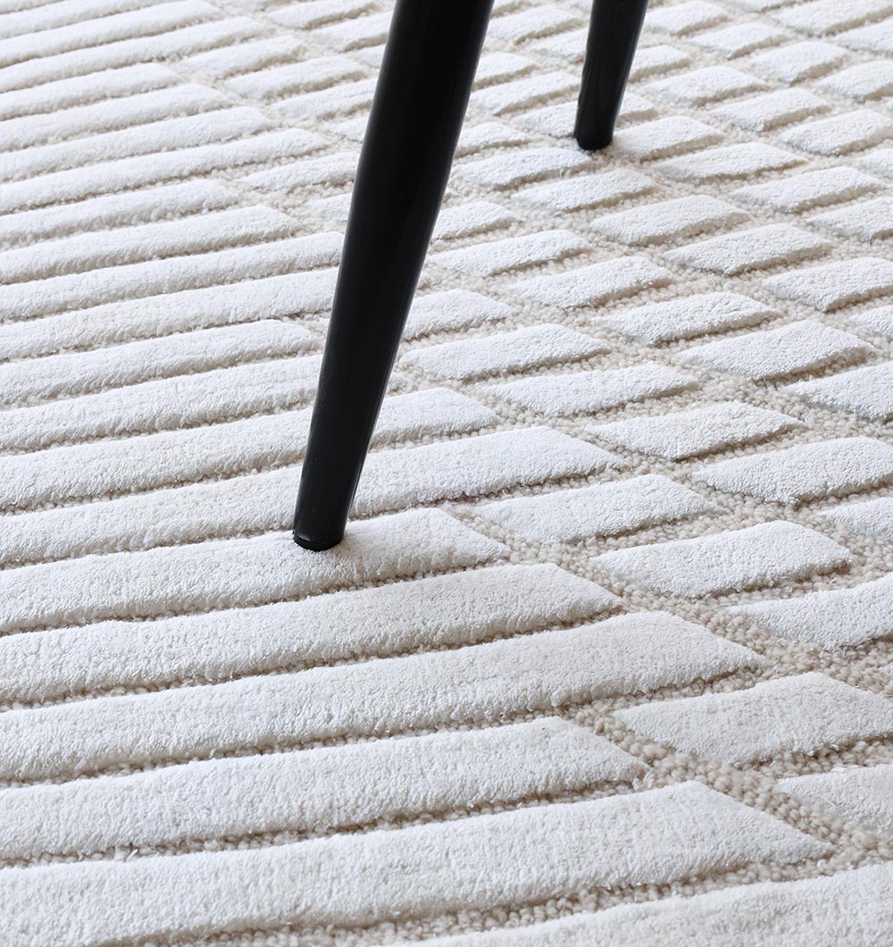 Luxury Textured White Carpet HTWV-153 Handmade – 200×300 cm