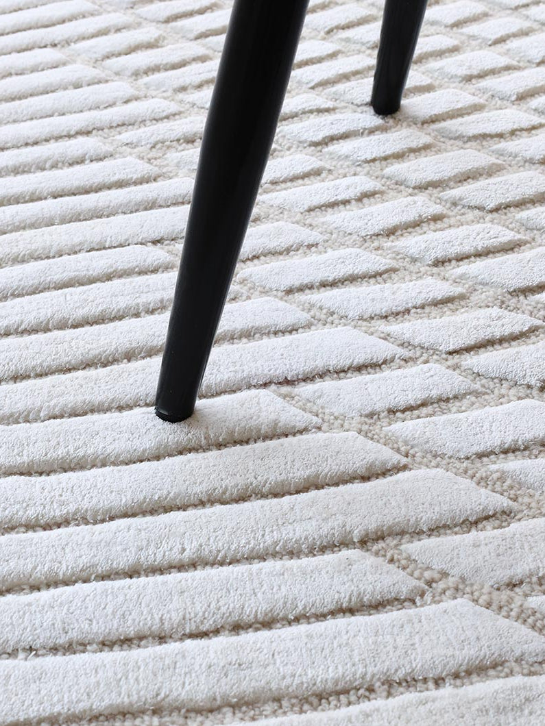 Luxury Textured White Carpet HTWV-153 Handmade – 200×300 cm