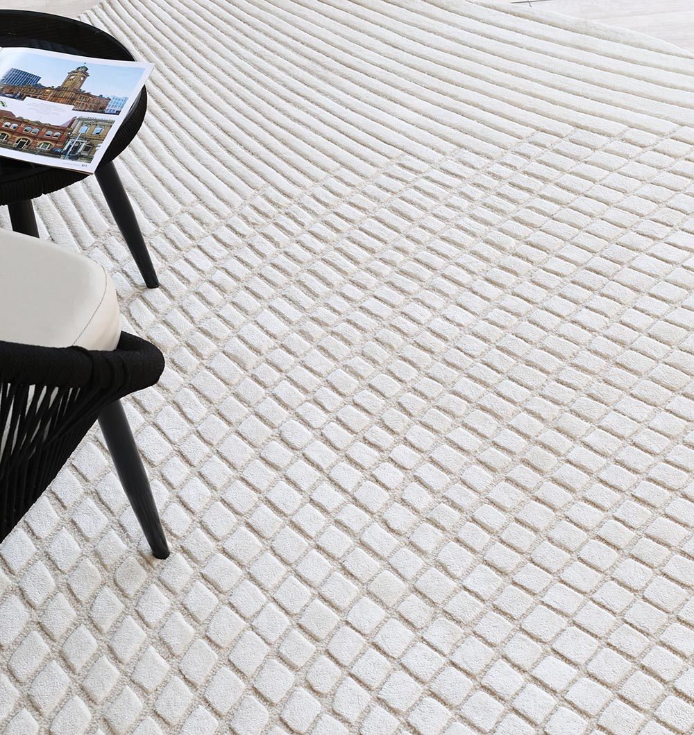 Luxury Textured White Carpet HTWV-153 Handmade – 200×300 cm