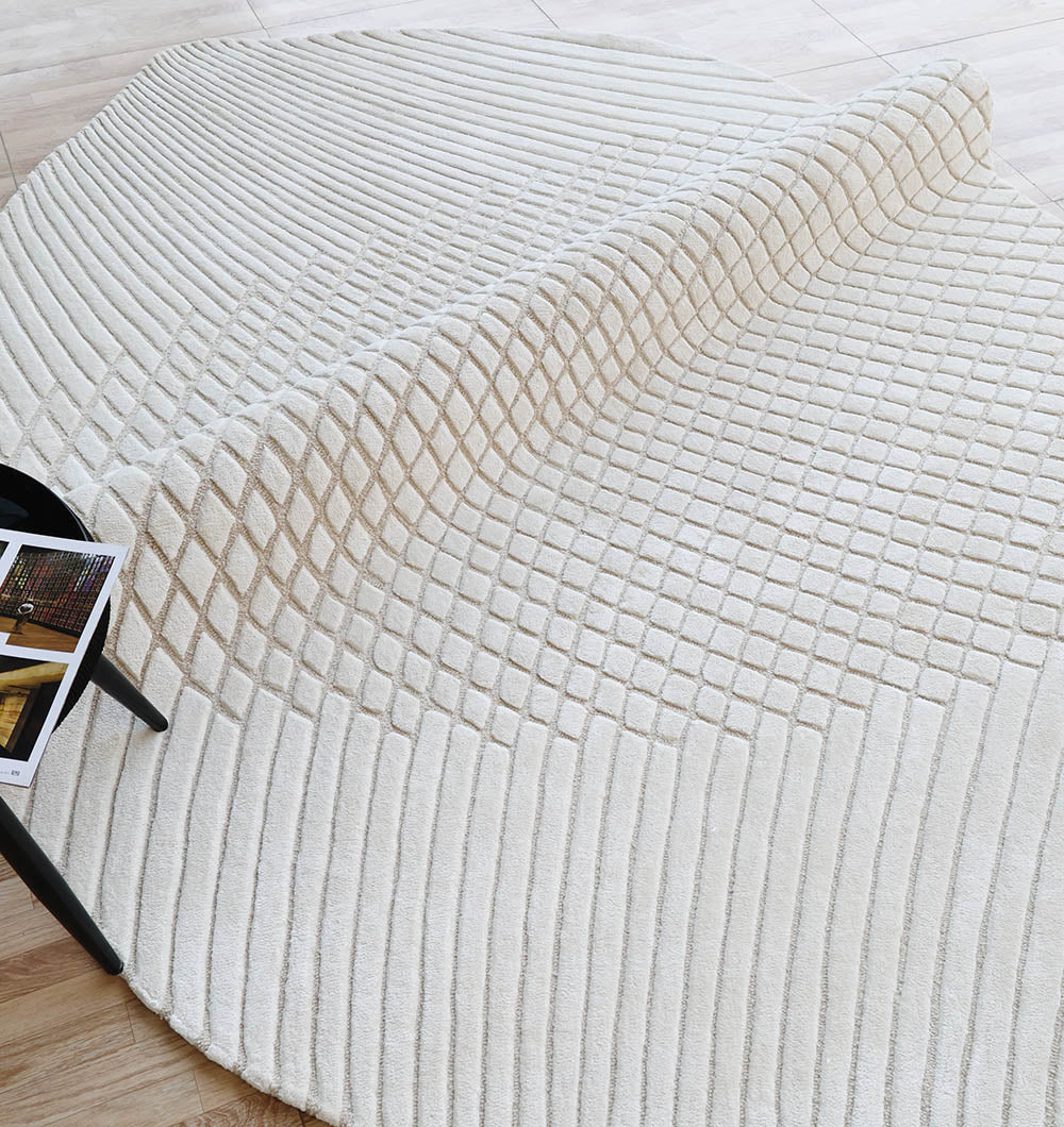 Luxury Textured White Carpet HTWV-153 Handmade – 200×300 cm