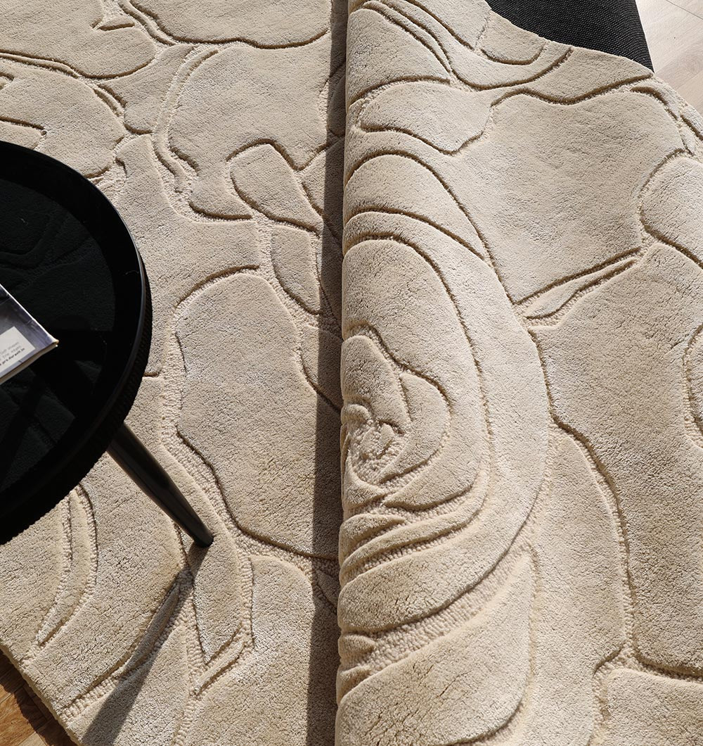 Floral Beige Handmade Carpet HTWV-156 Elegant Design