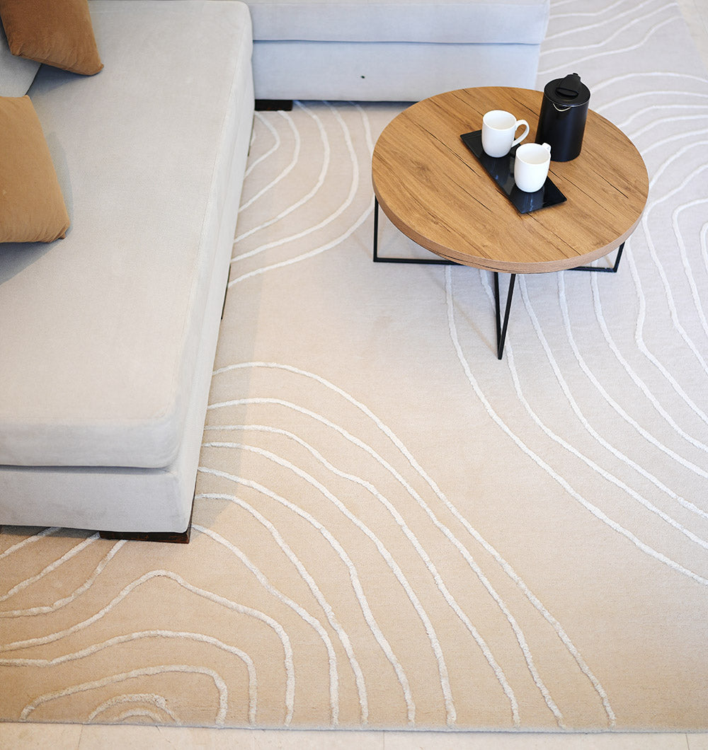 Modern Contour White Carpet HTWV-157 Handmade – 200×300 cm