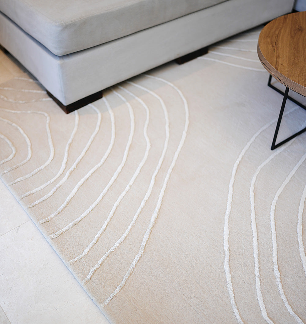 Modern Contour White Carpet HTWV-157 Handmade – 200×300 cm