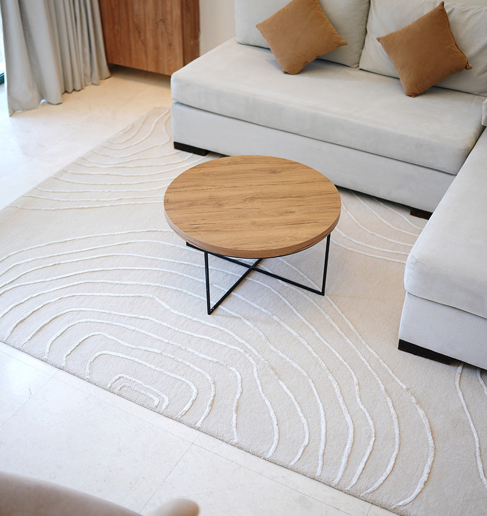 Modern Contour White Carpet HTWV-157 Handmade – 200×300 cm