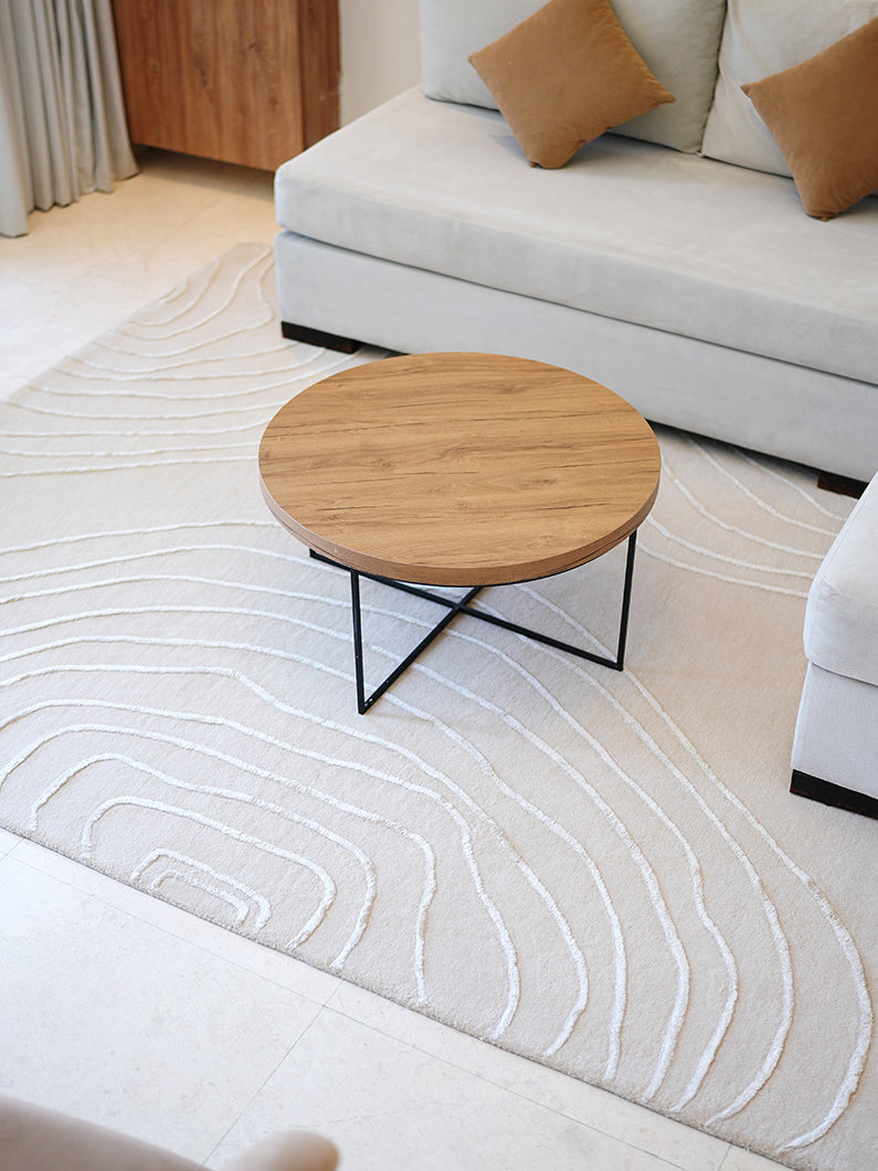 Modern Contour White Carpet HTWV-157 Handmade – 200×300 cm