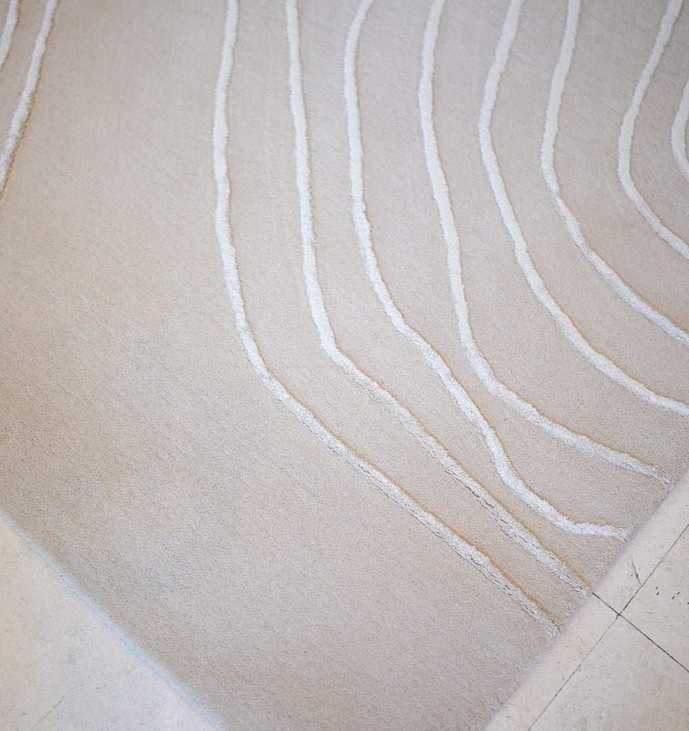 Modern Contour White Carpet HTWV-157 Handmade – 200×300 cm