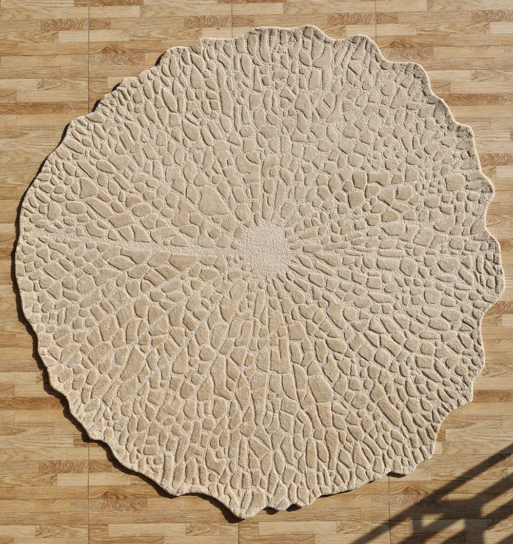 Radiant Round Beige Carpet HTWV-162 Handmade Textured – 200 cm Round