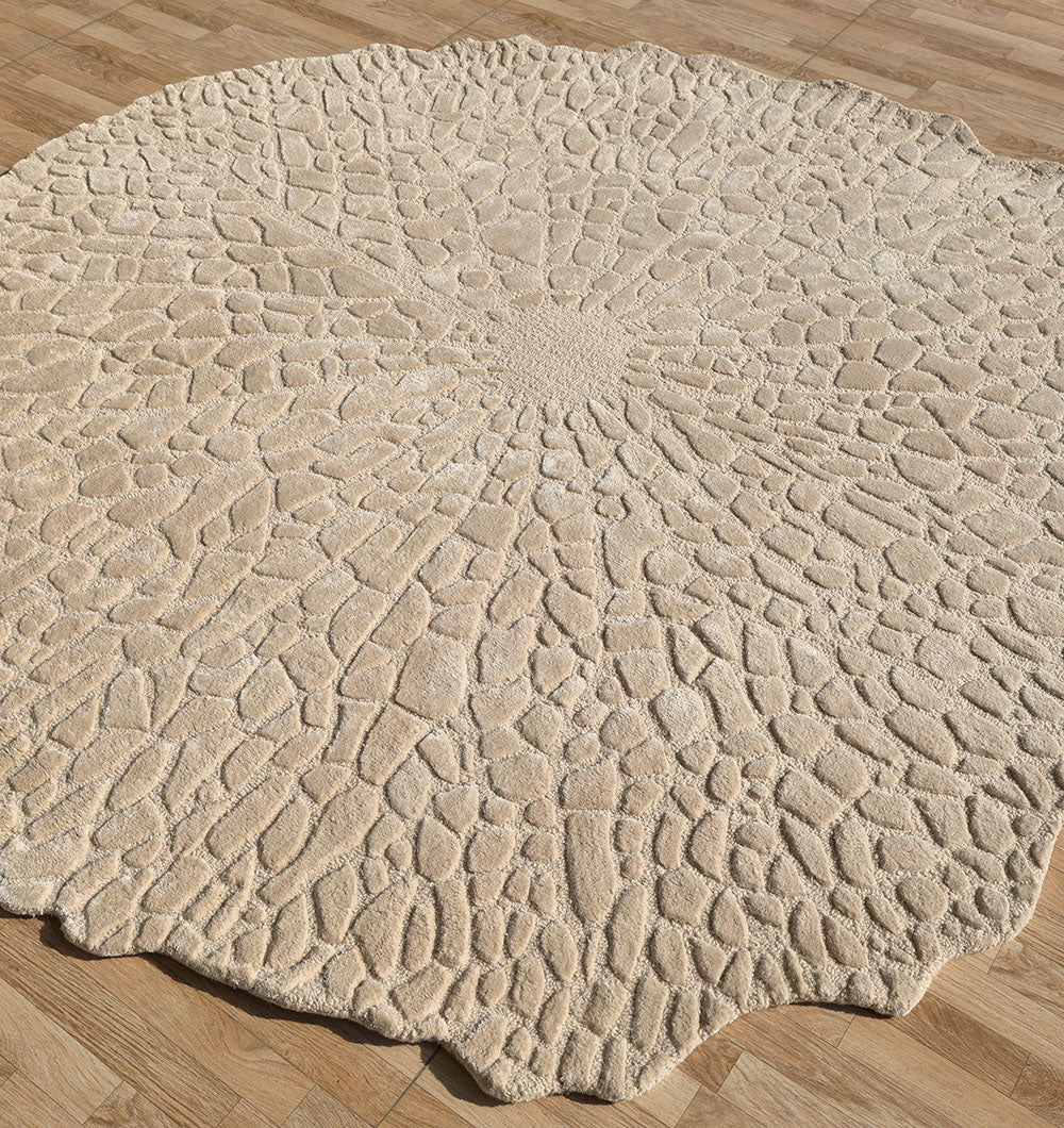 Radiant Round Beige Carpet HTWV-162 Handmade Textured – 200 cm Round