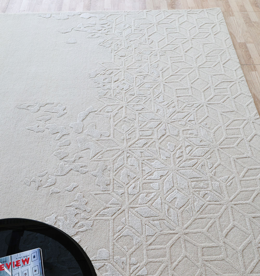 Modern Geometric HTWV-165 Handmade Carpet – Natural Tone, 200×300 cm