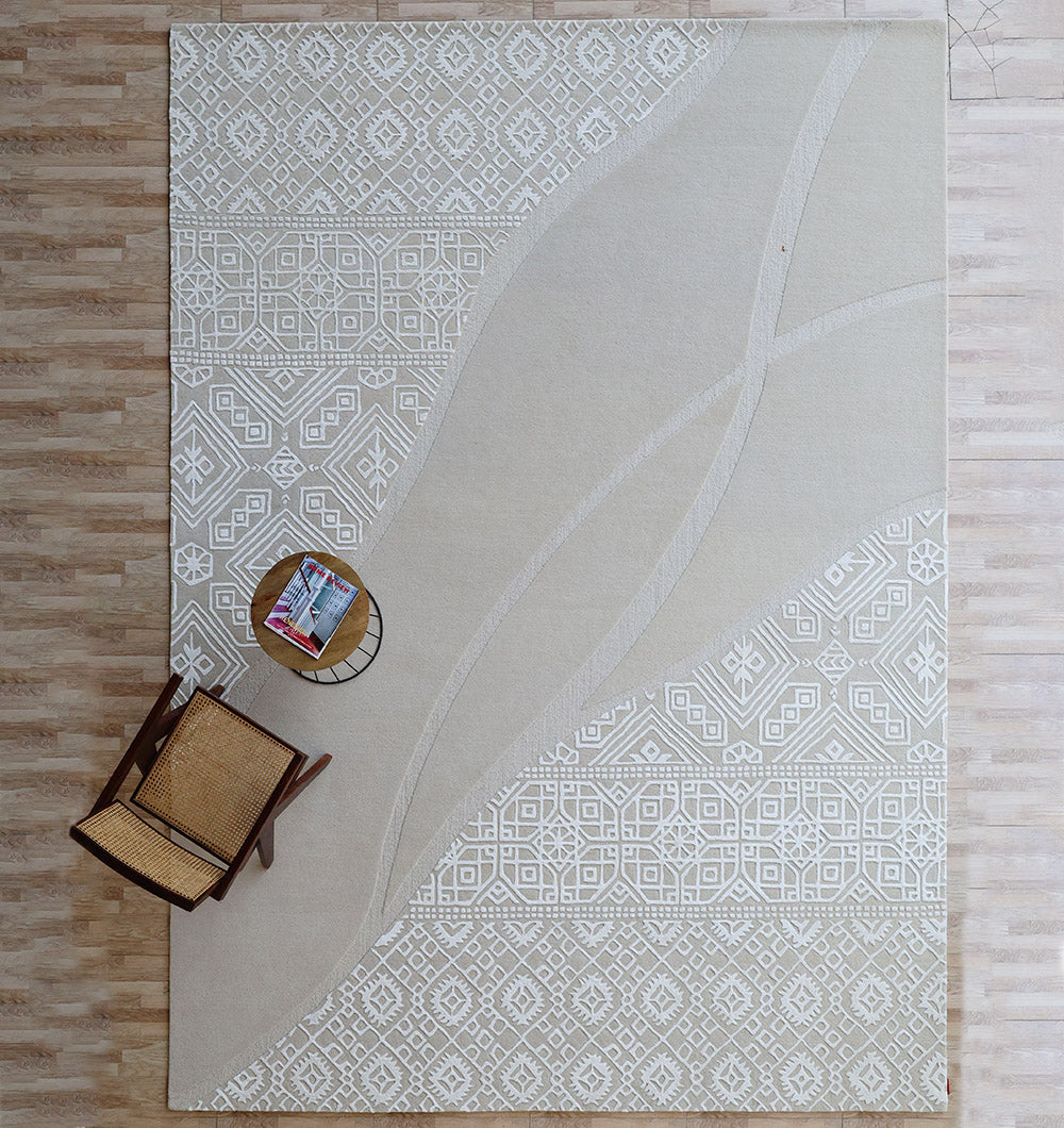 Artisan Patterned HTWV-167 Natural & White Handmade Carpet – (300×400 cm)