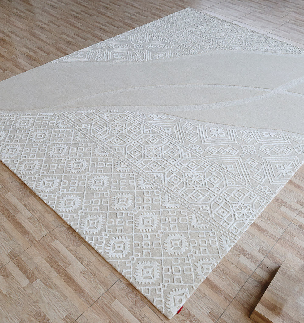 Artisan Patterned HTWV-167 Natural & White Handmade Carpet – (300×400 cm)