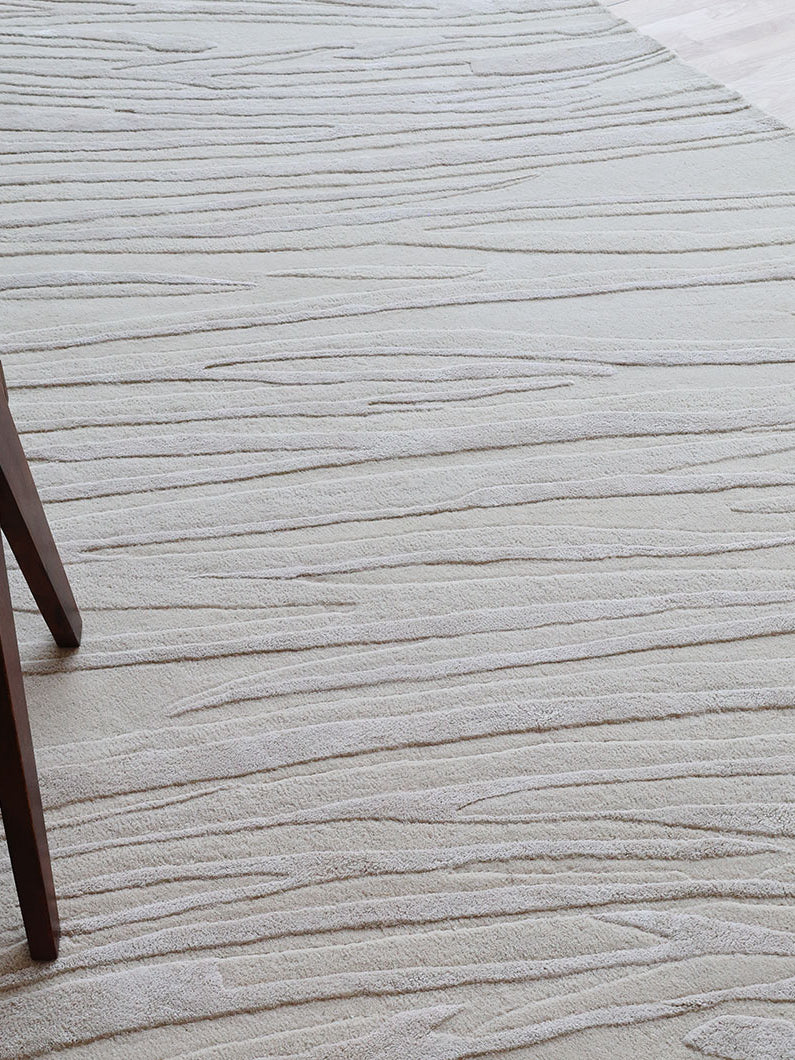 Flowing Texture HTWV-168 Handmade Carpet – Light Beige (200×300 cm)