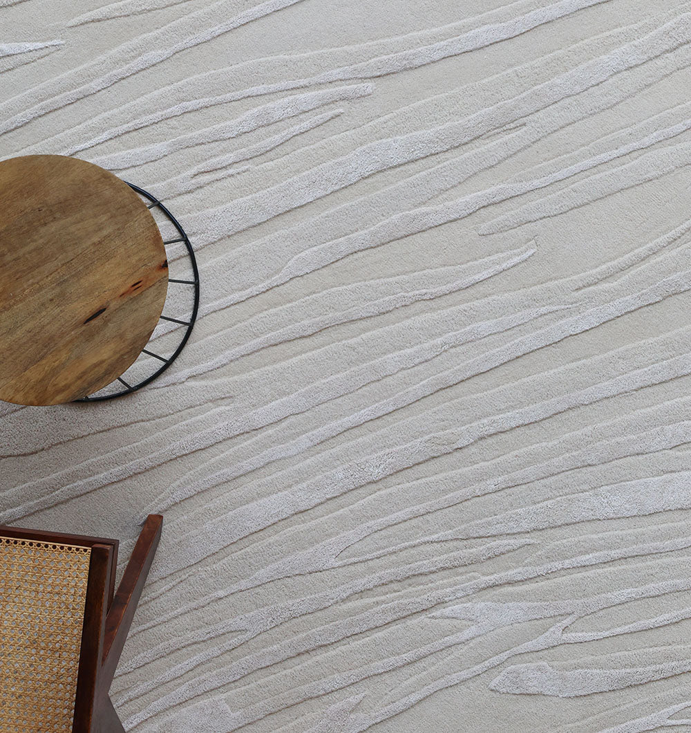 Flowing Texture HTWV-168 Handmade Carpet – Light Beige (200×300 cm)