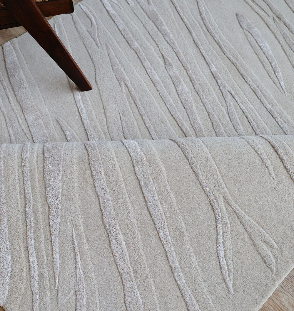 Flowing Texture HTWV-168 Handmade Carpet – Light Beige (200×300 cm)