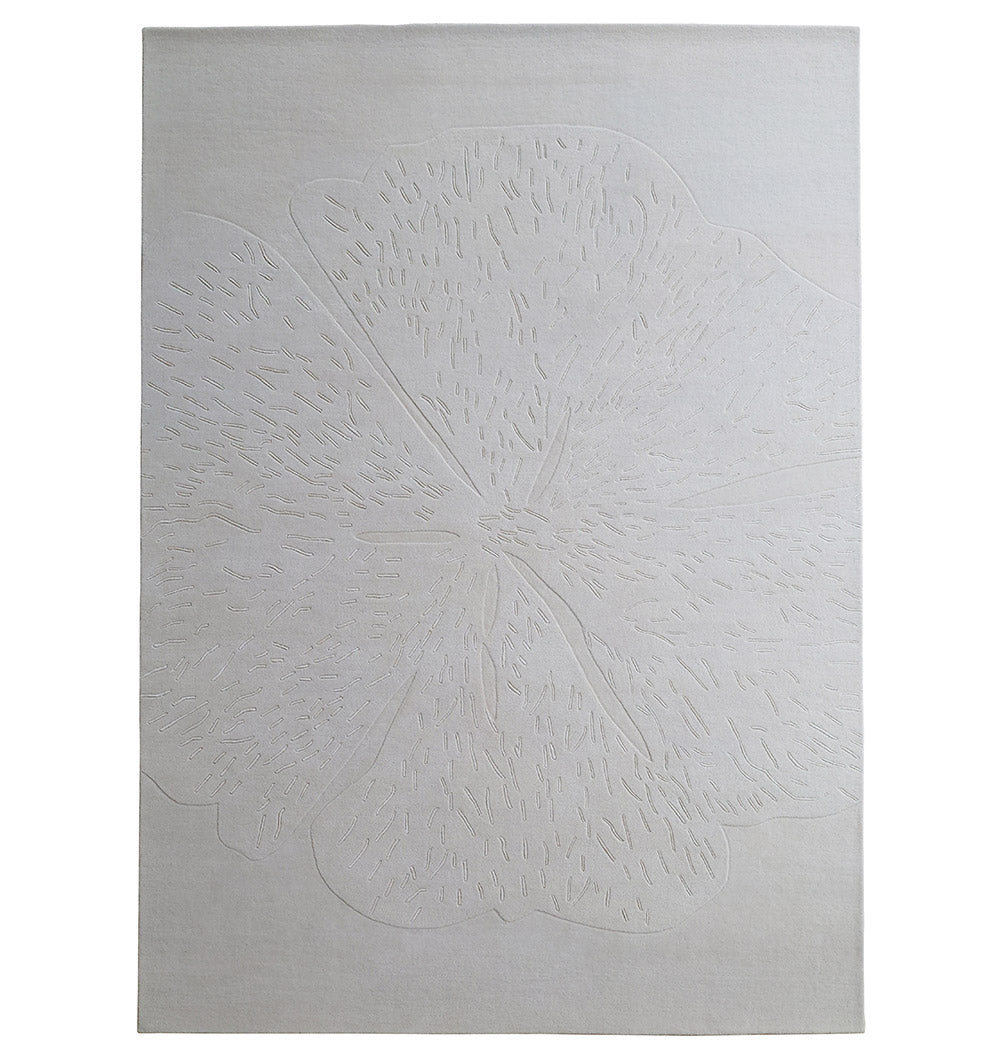 Handmade Wool & Viscose Carpet – HTWV-171 – Off-White Floral Textured Rug