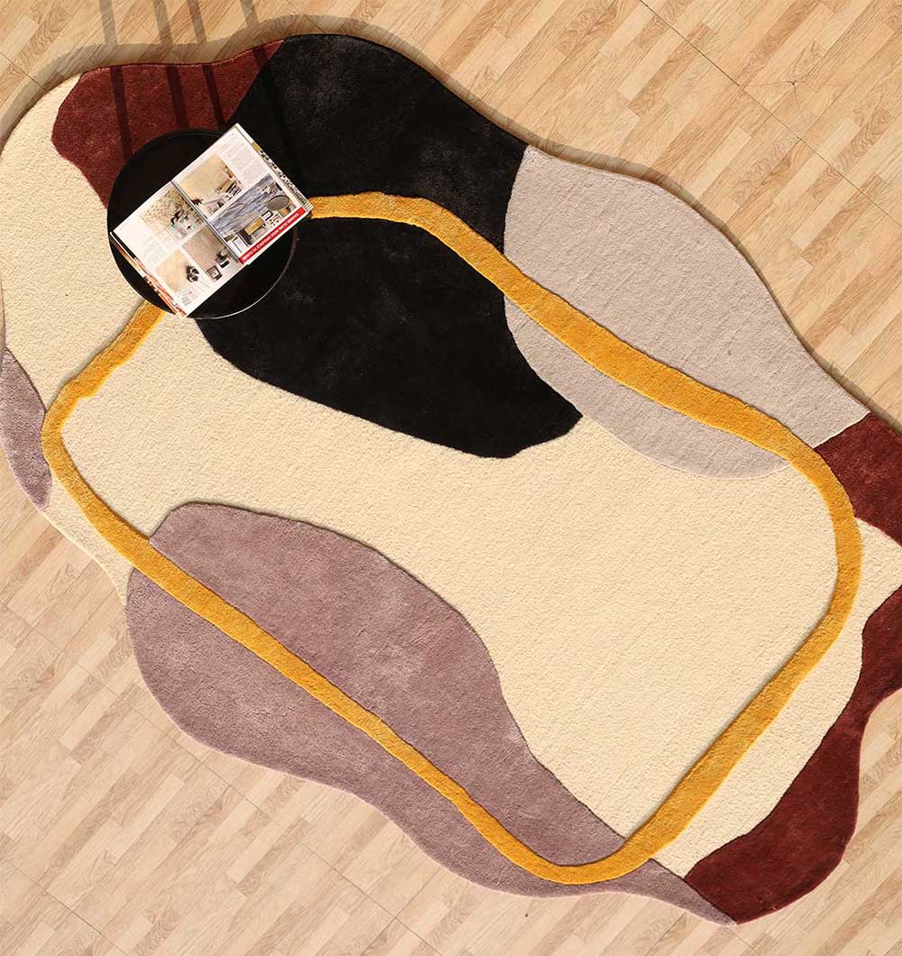 Abstract Multi-Color Handmade Carpet – HTWV-176 – Organic Shape Rug – (200×300 CM)