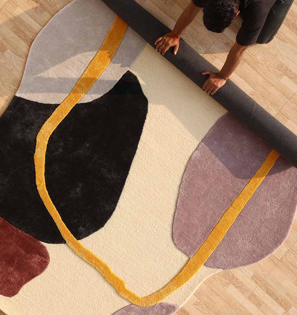 Abstract Multi-Color Handmade Carpet – HTWV-176 – Organic Shape Rug – (200×300 CM)