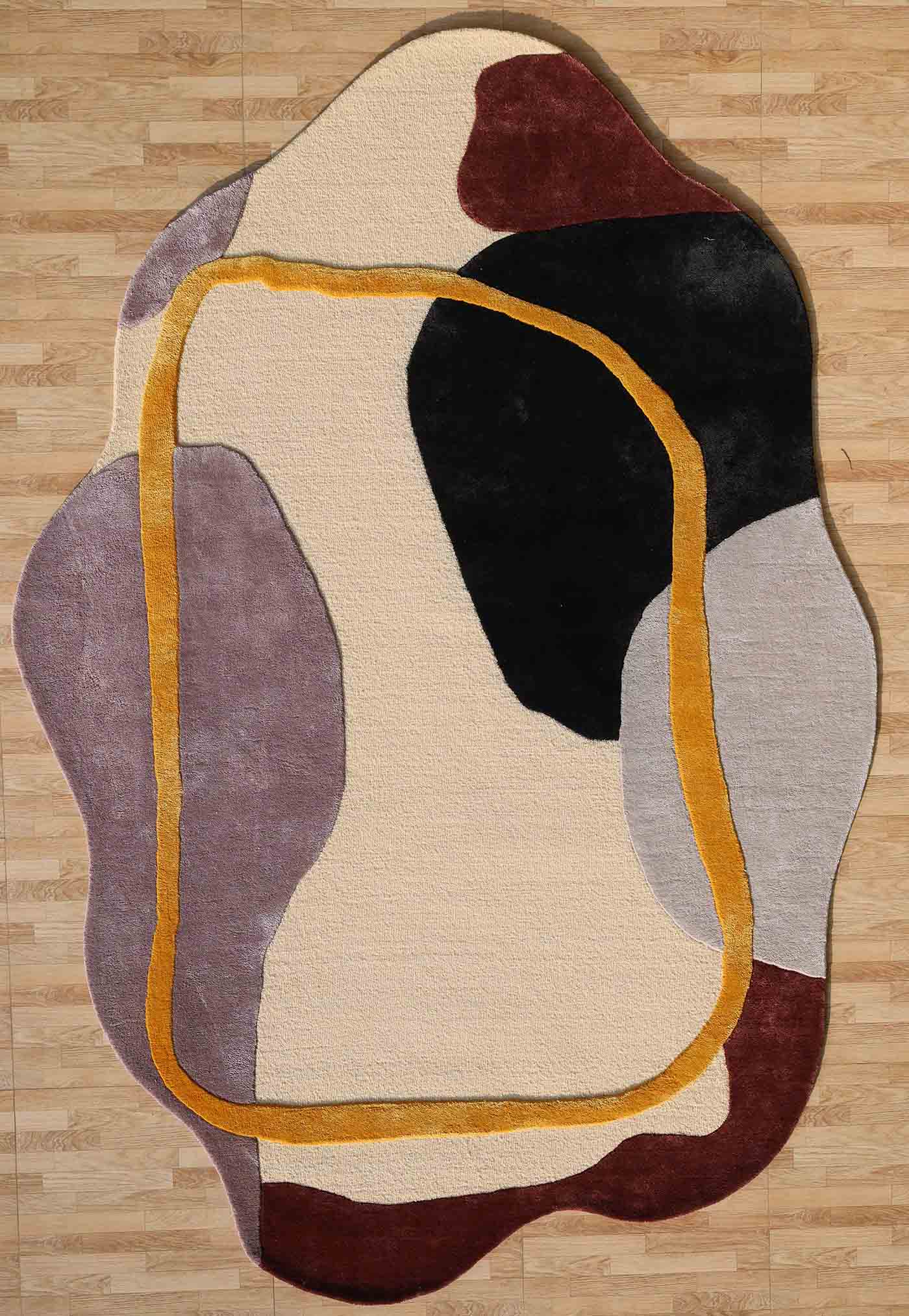 Abstract Multi-Color Handmade Carpet – HTWV-176 – Organic Shape Rug – (200×300 CM)