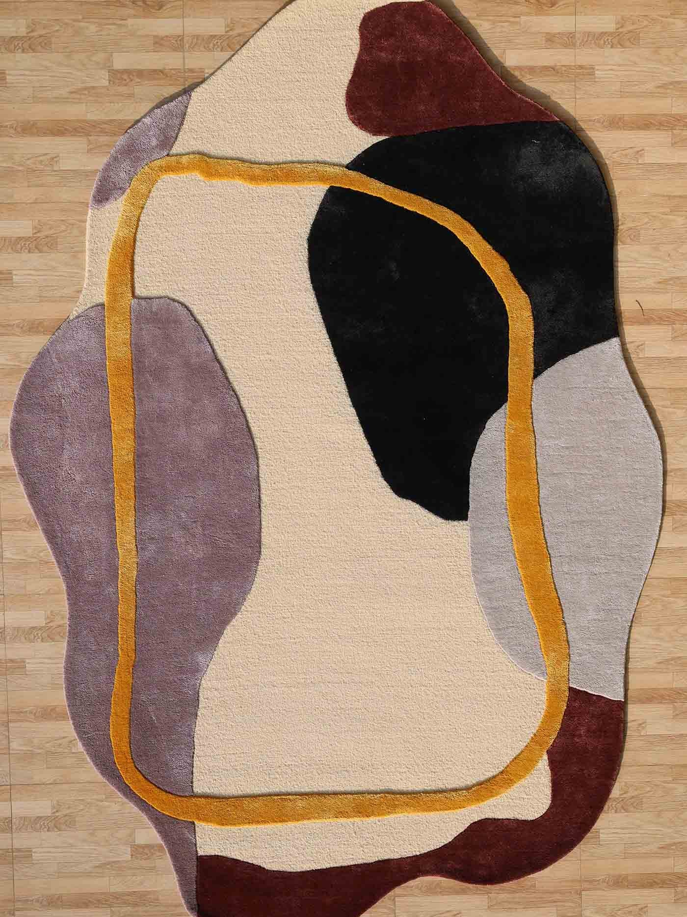 Abstract Multi-Color Handmade Carpet – HTWV-176 – Organic Shape Rug – (200×300 CM)