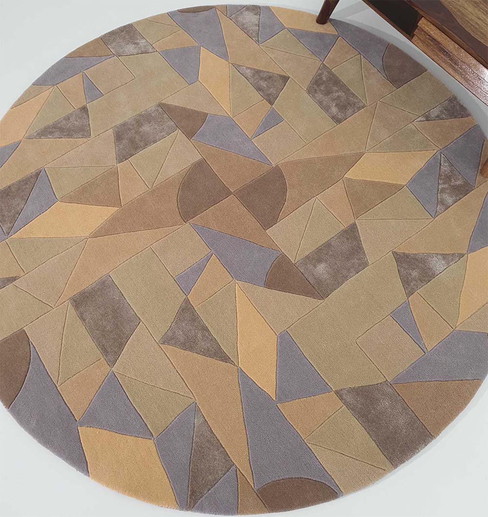 Round carpet anchoring a living space, designed as a durable, functional accent with a soft feel.