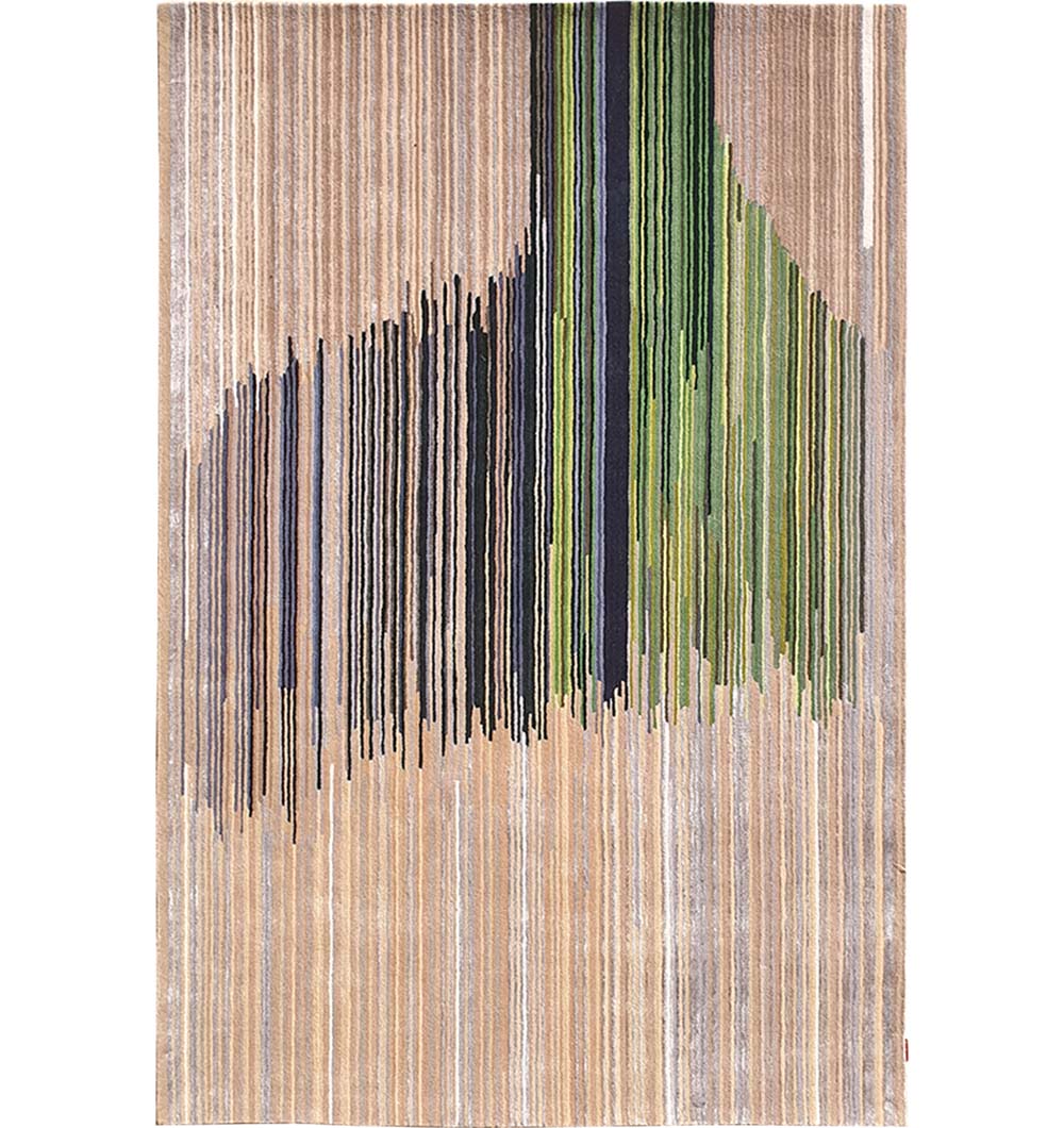 Main image of the rectangular multi-color area rug, handmade with high-quality, hand-tufted wool blend fibers.